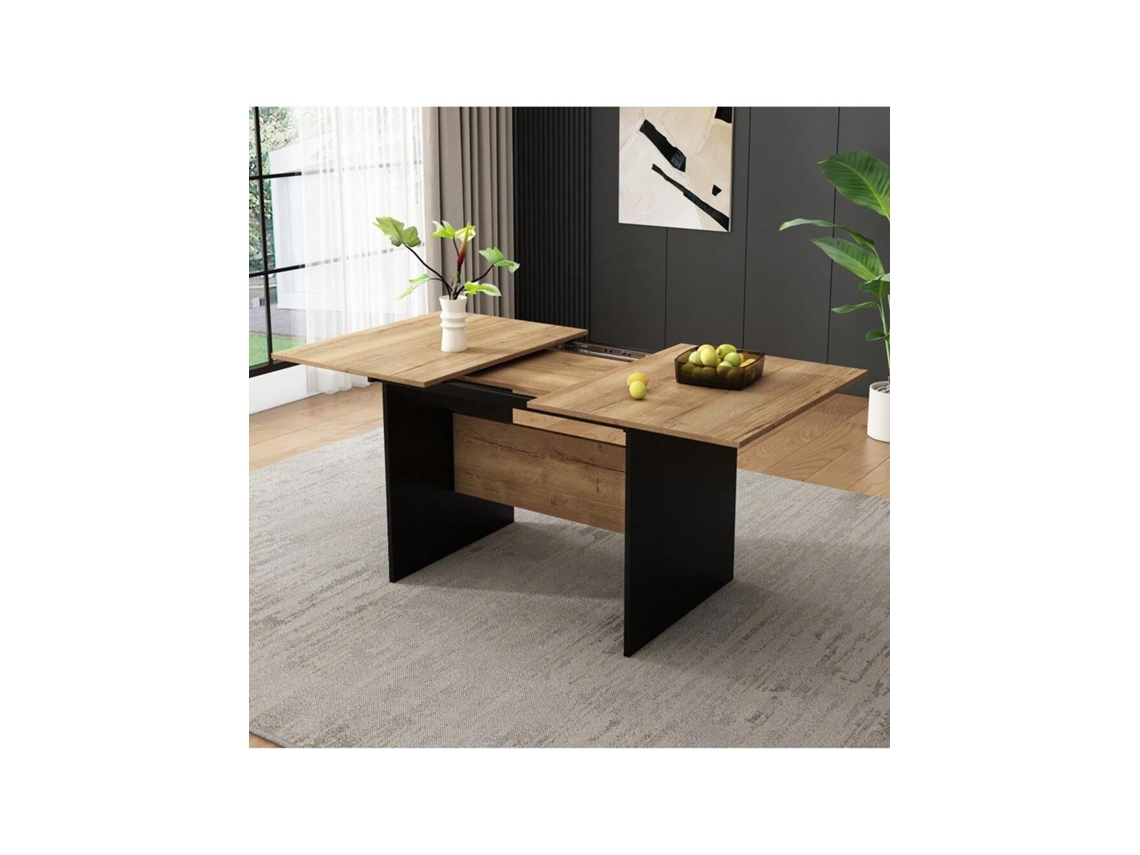 Mesa De Jantar Extensível 140/180x80cm Em Madeira Para 4 6 Pessoas, Estilo Minimalista Com Design Retangular E Acabamento Natural Ehstmind