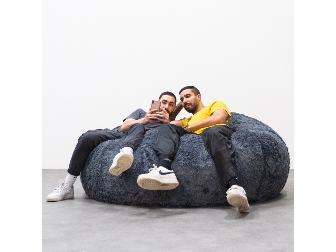 Pufe Gigante Pele Sintética Bananair Cinzento 180 Cm