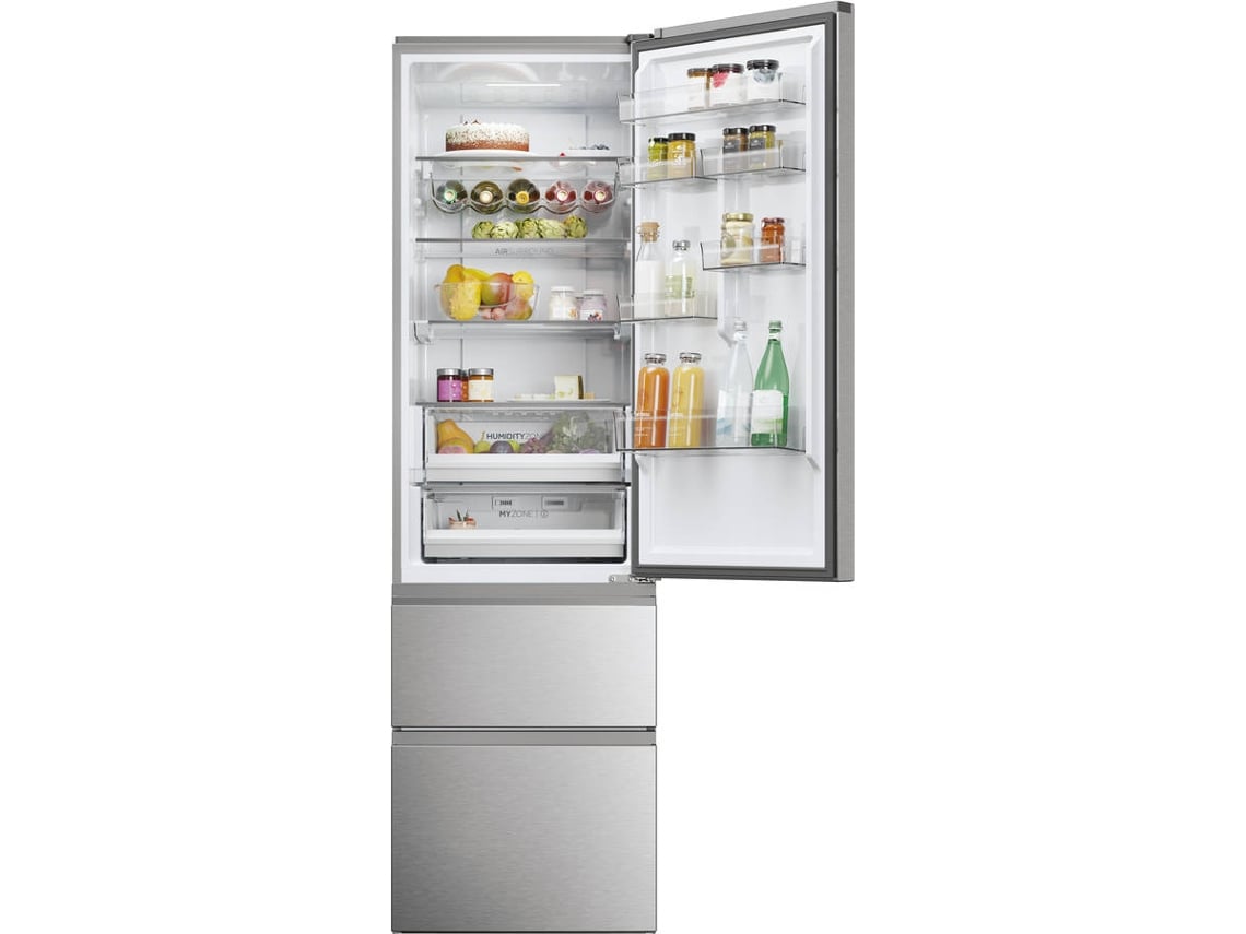 Frigorífico Combinado HAIER HTW5620ENMG (No Frost - 205 cm - 414 L - Inox)
