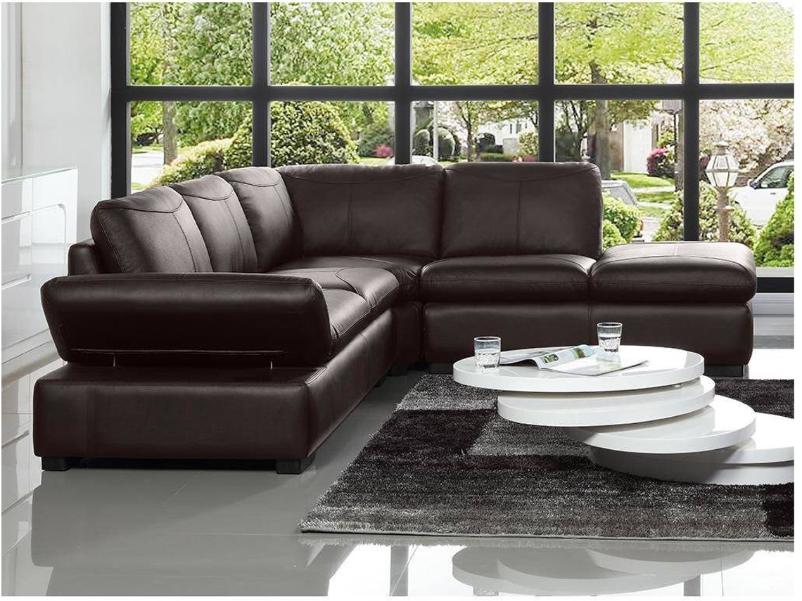 Sofá Fixo Onyx VENTE-UNIQUE (Castanho Chocolate - Pele - 268x231x79 cm)