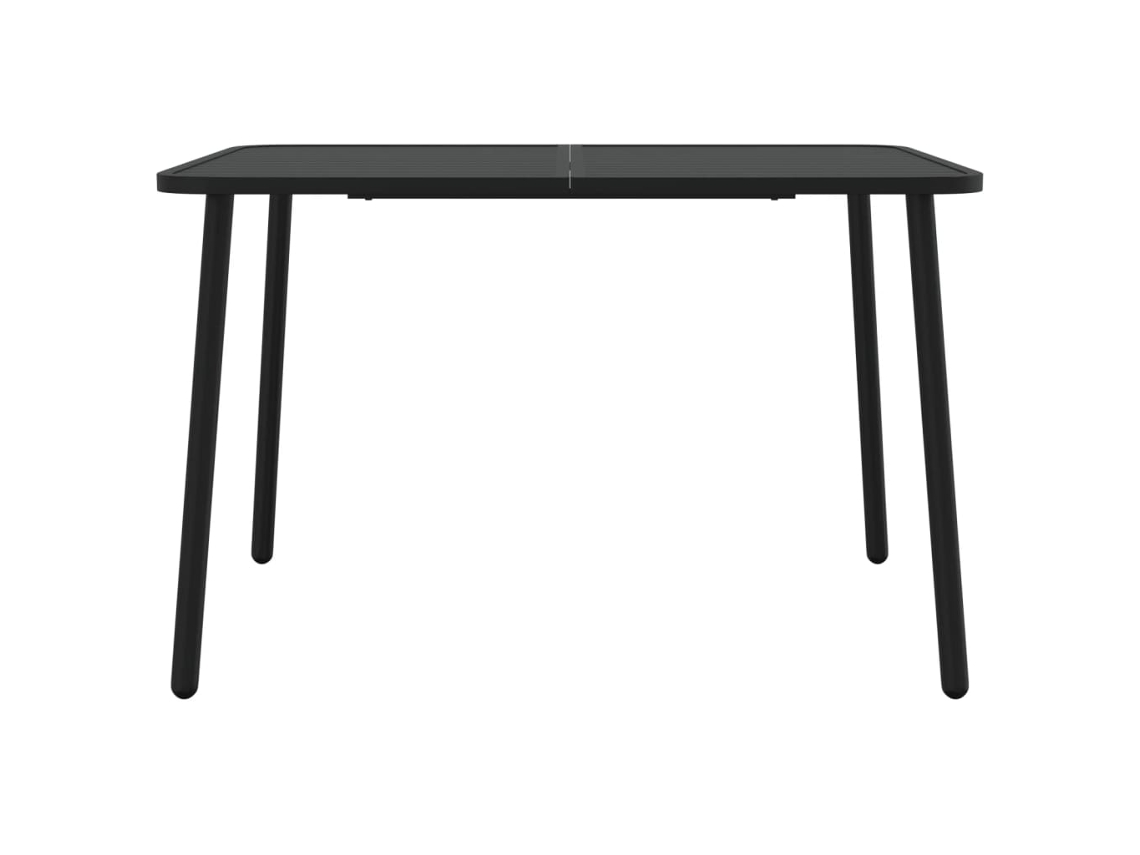 Mesa De Jardim Aço Antracite 110x80x71cm Design Ripado Estilo Contemporâneo