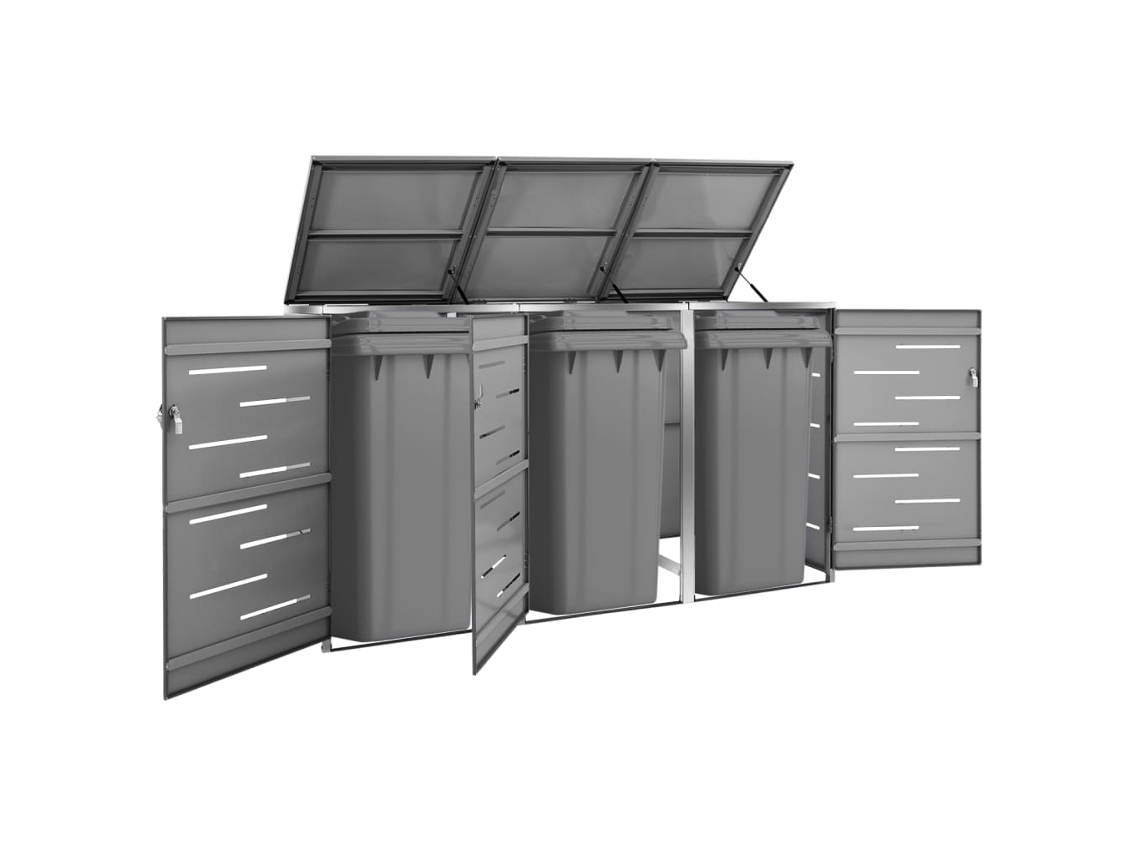 Abrigo para Caixotes do Lixo VIDAXL Para Antracite Aço Inoxidável (207x77,5x112,5 cm)