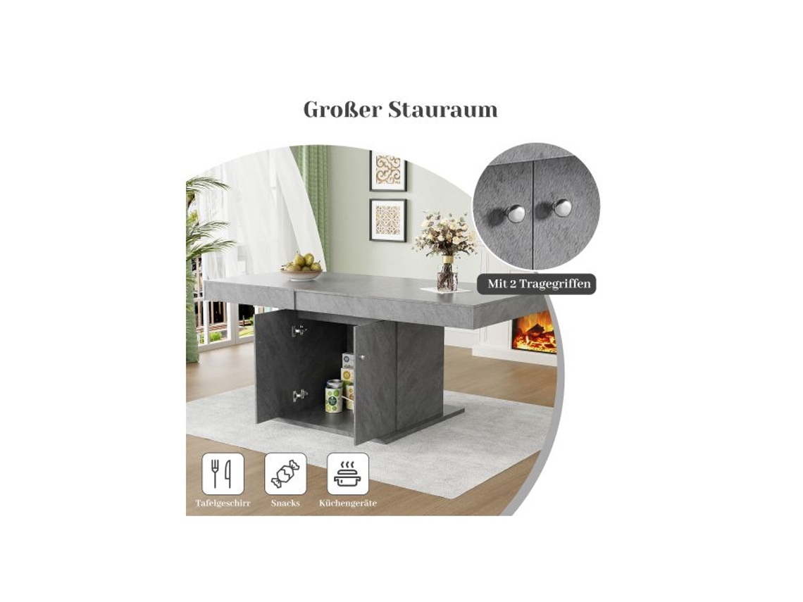 Mesa De Jantar Extensível Muvoe L140/180l80h76cm 8 Lugares Aparência De Betão Multifuncional