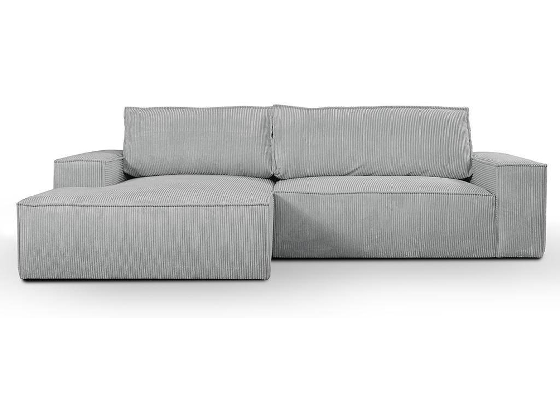 Sofá Cama Amelia VENTE-UNIQUE (Cinzento Claro - Tecido e Veludo - 267x167x85 cm/Dimensões da cama: 120 – 139 cm)