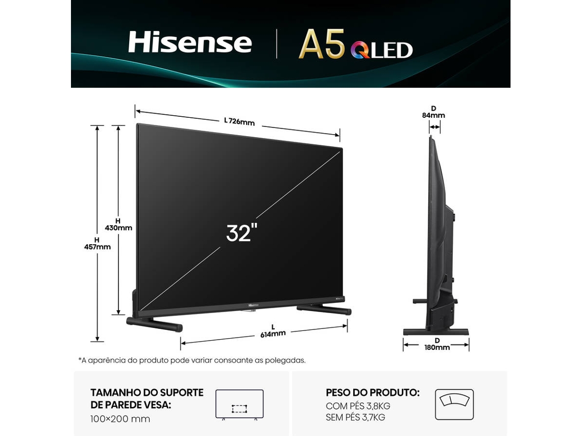 TV HISENSE 32A5Q (QLED - 32'' - 81 cm - Full HD - Smart TV)