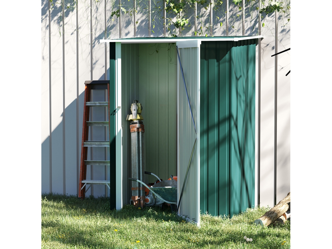 Abrigo de Jardim Aço lacado e PP cor Verde 142x84x189 cm OUTSUNNY