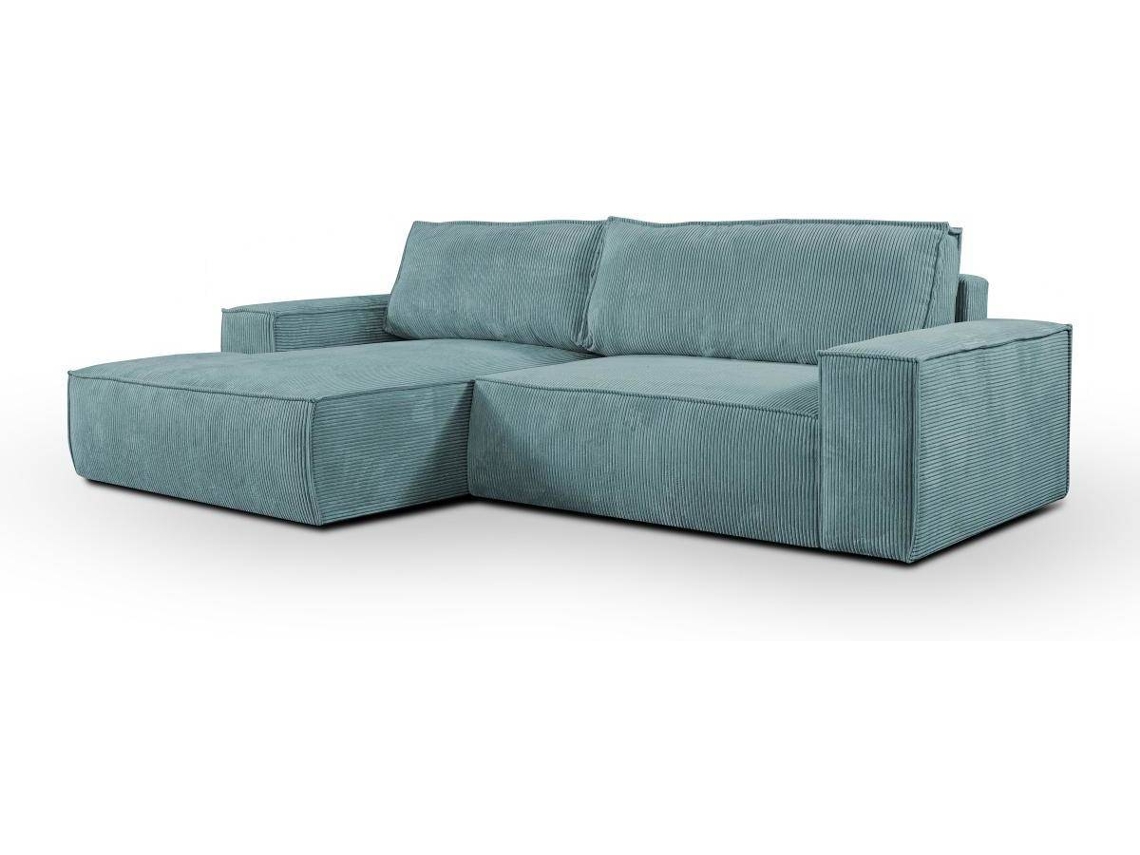 Sofá Cama Amelia PASCAL MORABITO (Azul Claro - Tecido e Veludo - 267x167x85 cm/Dimensões da cama: 120 – 139 cm)