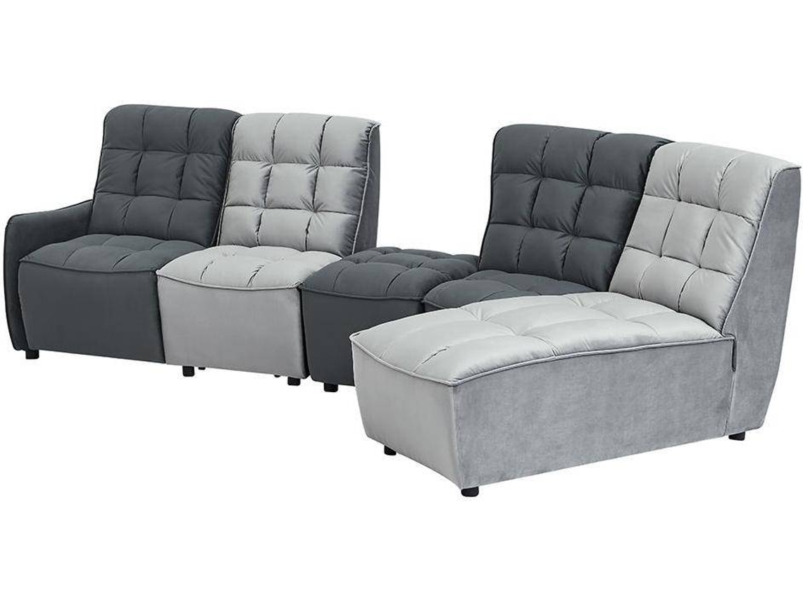 Sofá Relax Alford VENTE-UNIQUE (Cinzento Claro e Cinza Antracite - Tecido e Veludo - 323x210x104 cm)