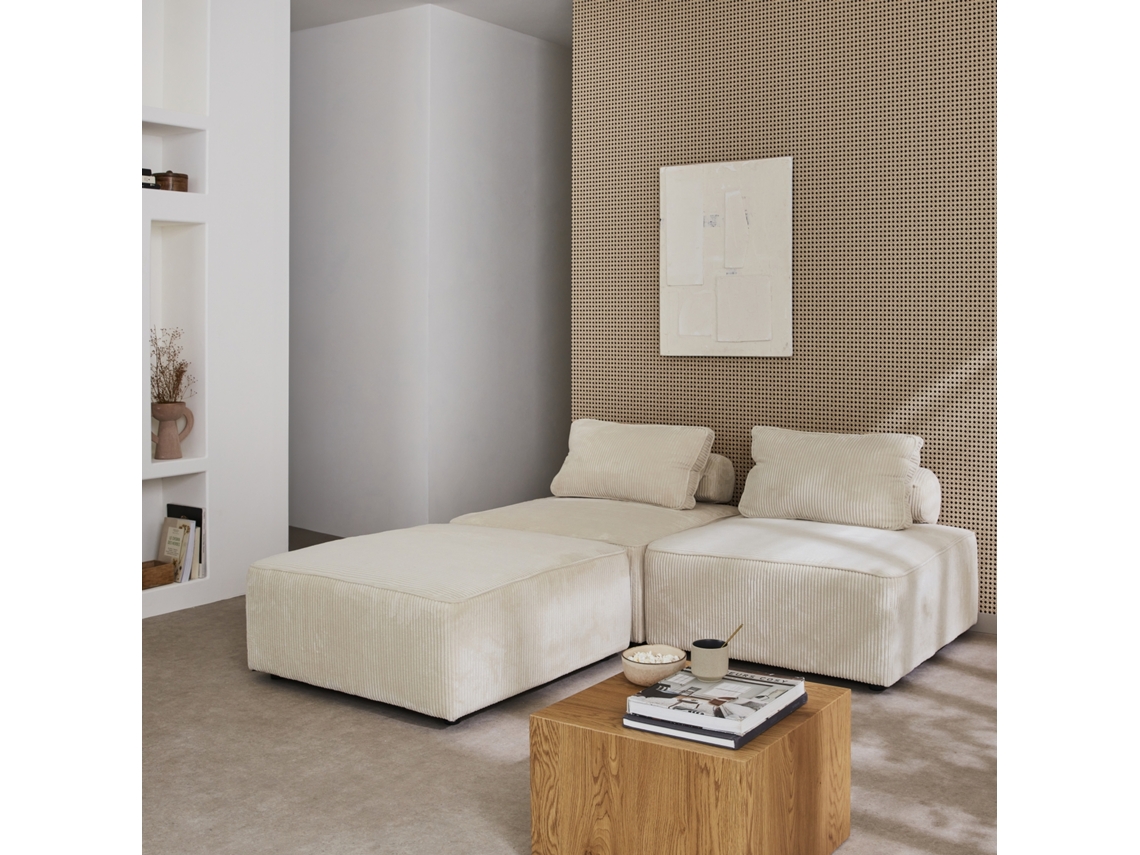 Cadeira de Apoio para Sofá de Veludo Cotelê Set de 3 Creme SWEEEK