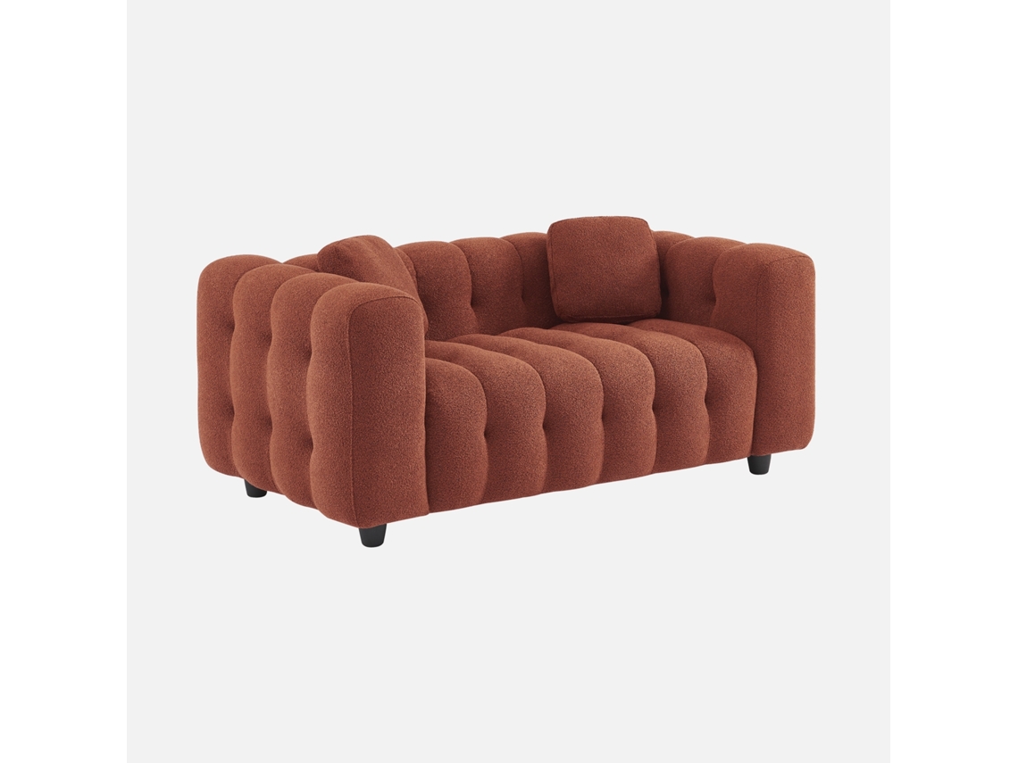 Sofá Estofado Em Tecido Boucle Texturado De 2 Lugares, Terracota Sweeek