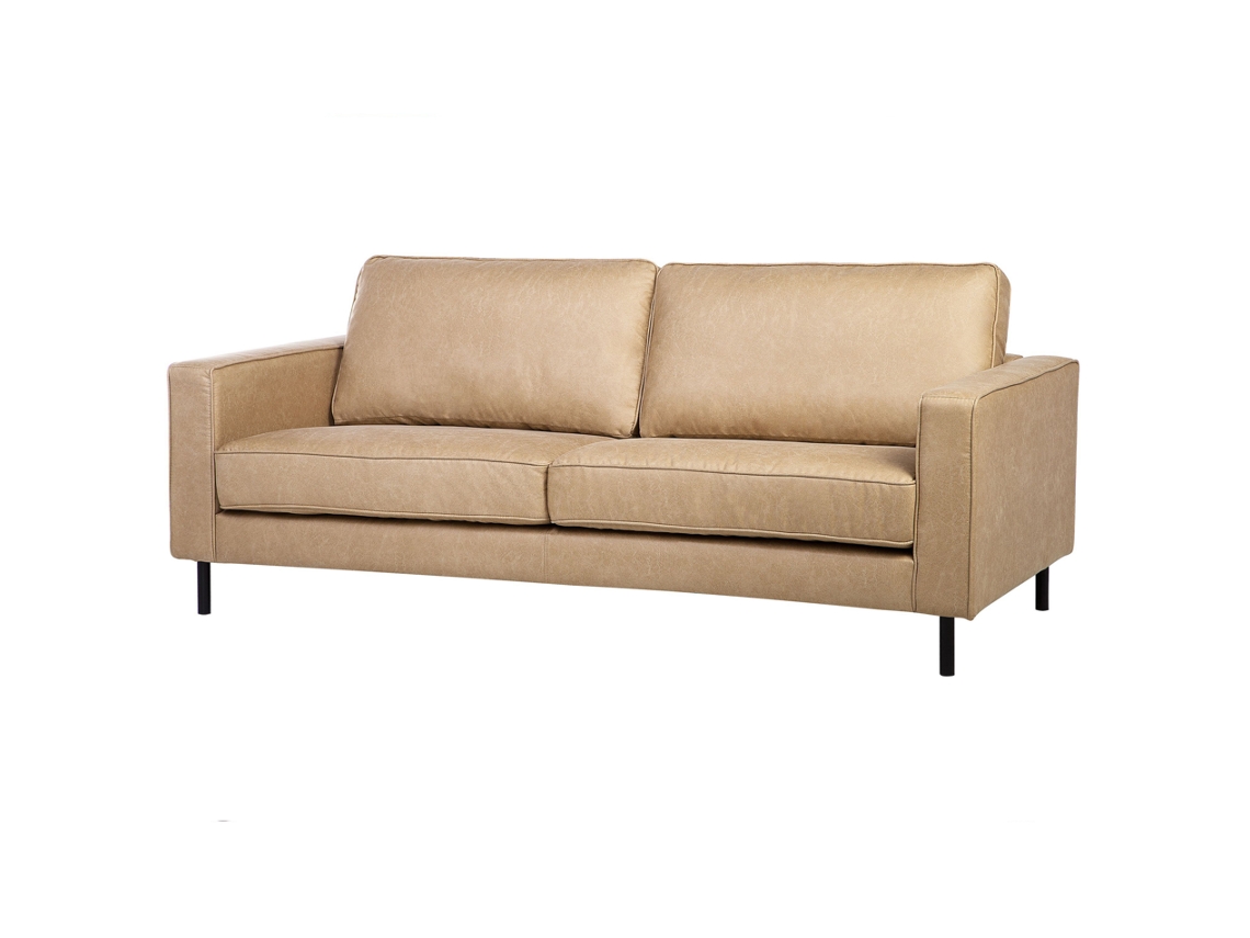 Sofá de 3 lugares BELIANI Savalen de Pele sintética Creme 204x91x87