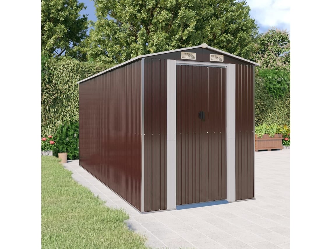 Abrigo VIDAXL Marrom Aço (192x440x223 cm)