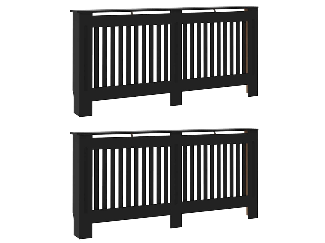 Capa De Radiador 2 Pcs Preto 172x19x81,5cm Madeira Processada Haochrymec