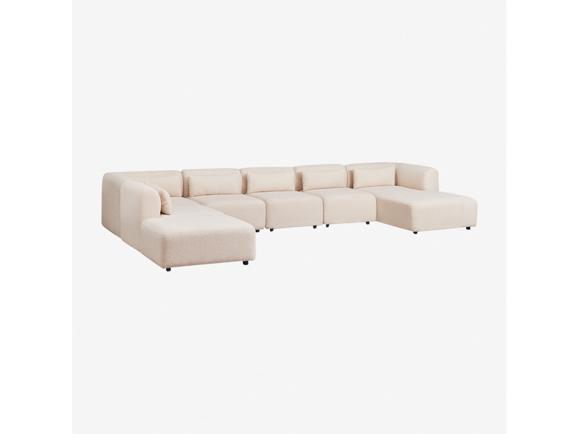 Sofá Modular Chaise Longue Direito De 6 Peças Com Pufe Fogler Poliéster Sklum