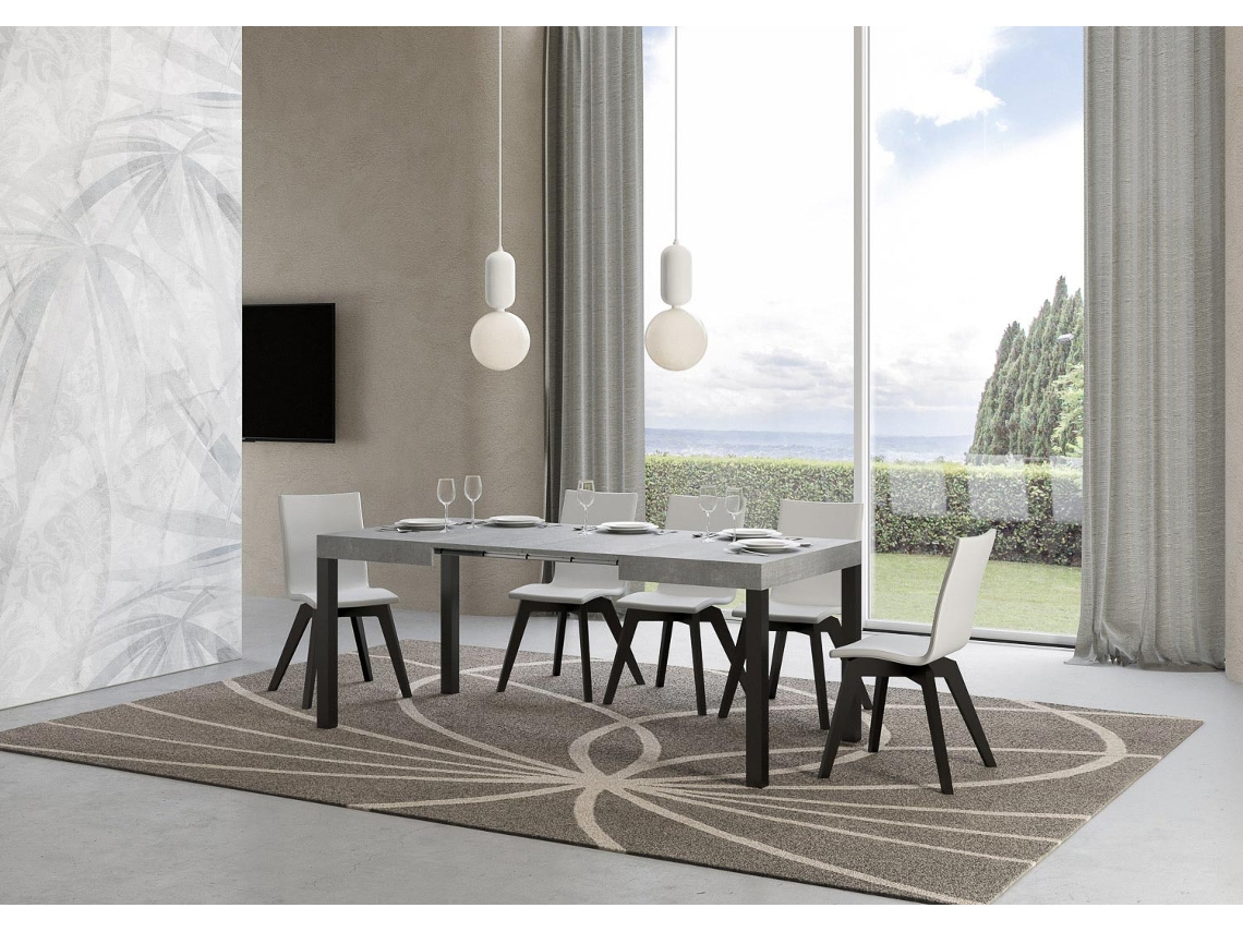 Mesa de Jantar Extensível 70X110/194 Cm Everyday Cimento Quadro Antracite