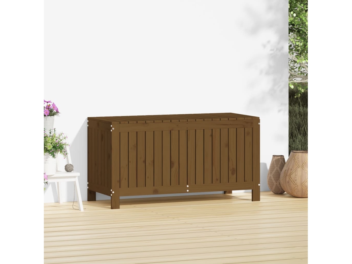 Caixa de Arrumação Jardim 115X49X60Cm Pinho Maciço Castanho-Mel PANGSHIYUAN