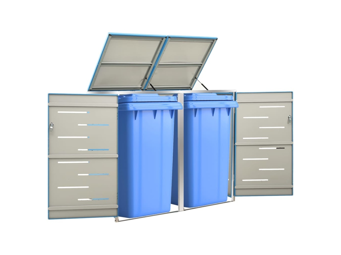 Abrigo para Caixotes do Lixo VIDAXL Para Azul Aço Inoxidável (138x77,5x112,5 cm)