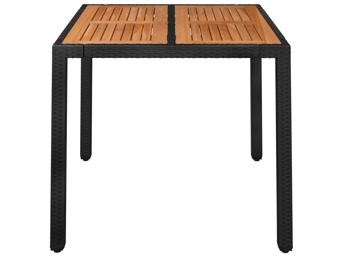 Mesa De Jardim Com Tampo De Madeira 90x90x75 Cm Vime Pe Preto