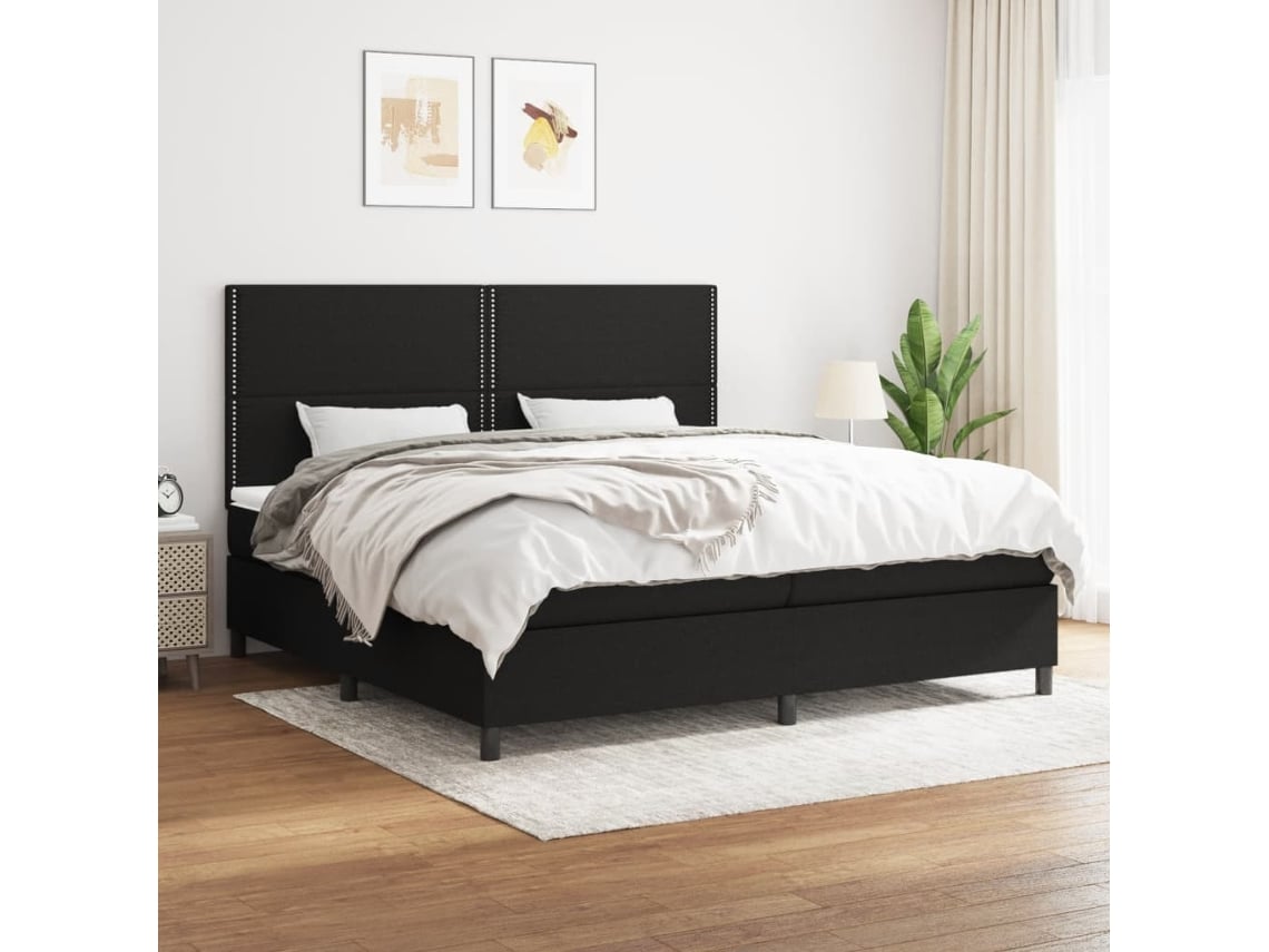 Cama Box Spring VIDAXL (Preto - Tecido - 203 x 200 x 128 cm)