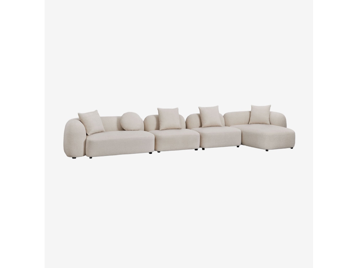 Sofá Modular Chaise Longue Direito De 4 Peças Em Chenille Coco Poliéster Sklum