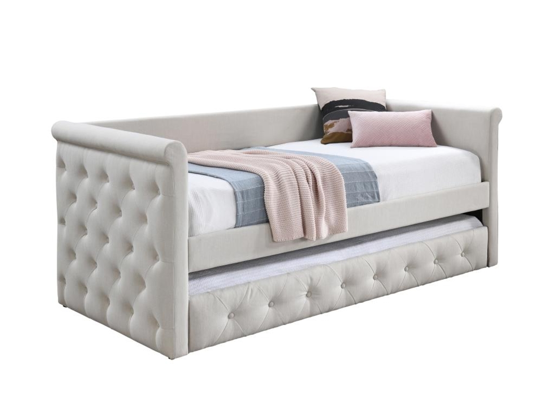 Cama banqueta LOUISE VENTE-UNIQUE Bege 90x190 cm - Com colchão - Com sommier