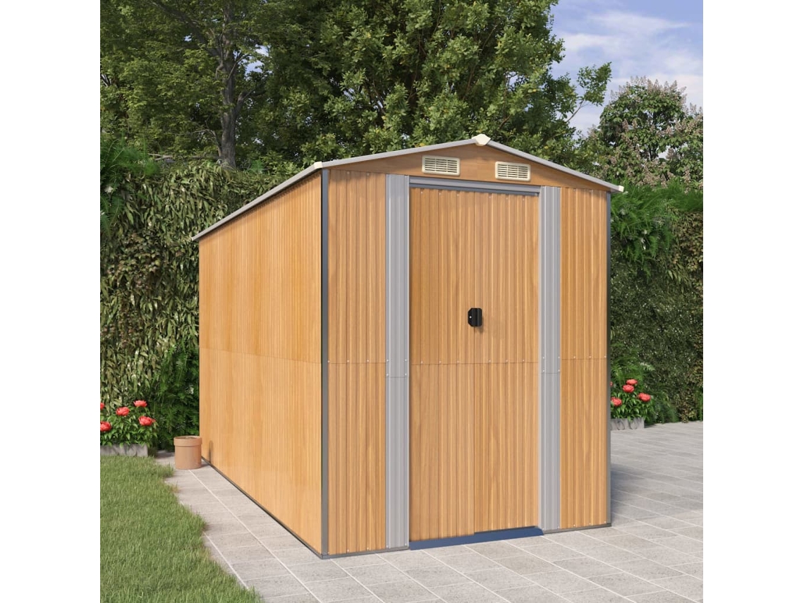 Abrigo de Metal VIDAXL Marrom Aço (192x357x223 cm)