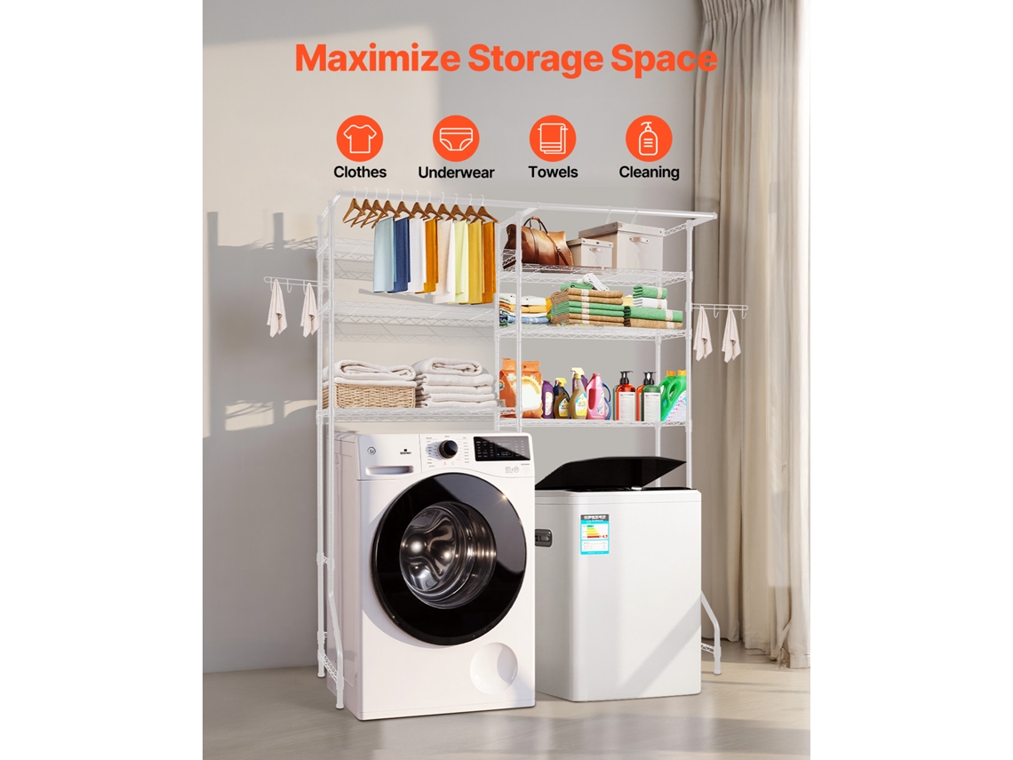 Suporte Para Máquina De Lavar Roupa Vevor De 2 Filas E 6 Níveis, Branco