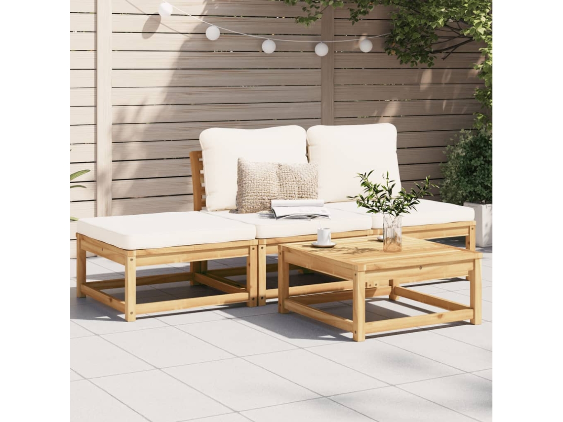 Conjunto 4 Lounge de Jardim VIDAXL com Almofadões Acácia Maciça