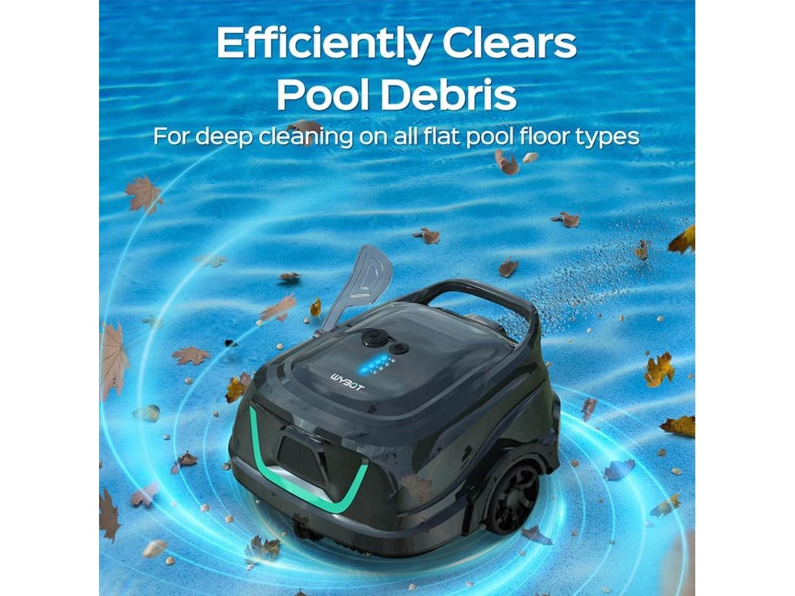 Robô Aspirador de Piscina sem Fios WYBOT A1 Filtros Duplos 120Minutos de Tempo de Execução para Piscinas de Fundo Plano Acima Do Solo Preto