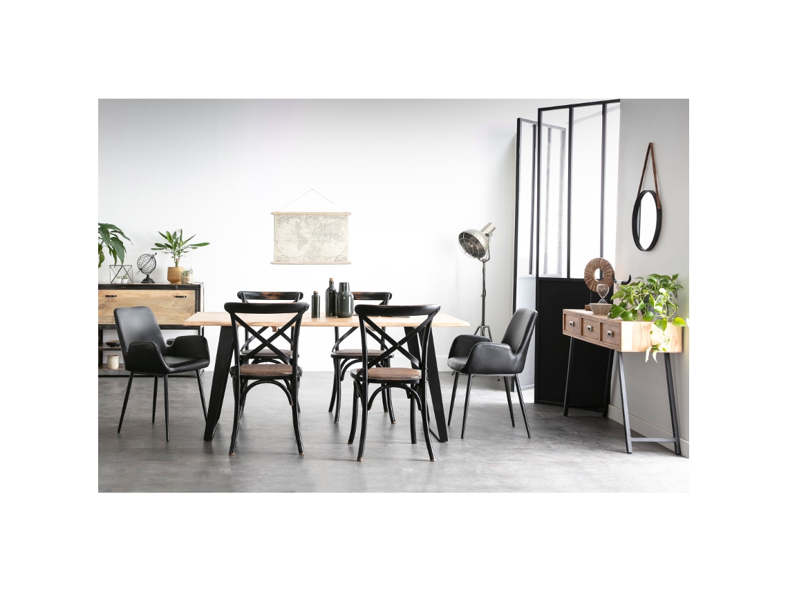 Mesa de jantar em acácia e metal preto L175 Kora MILIBOO