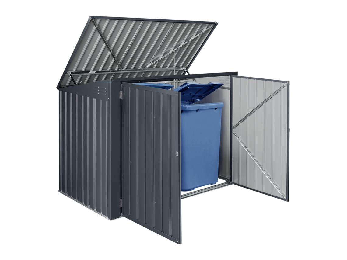 Abrigo para Caixotes do Lixo [EN.CASA] Para Para 2 Contentores Do Lixo (173x101x131 cm - Aço - Cinzento)