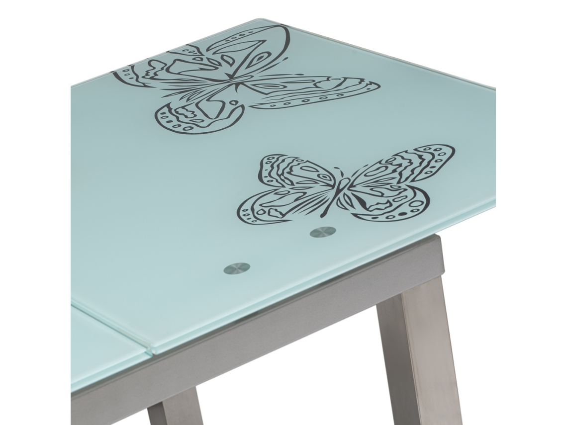 Mesa de Jantar em Vidro Temperado Extra Grosso 140X85X75Cm Extensível com Mecanismo Automático MUEBLES STOCK