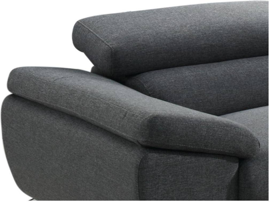 Sofá Fixo Gretel VENTE-UNIQUE (Cinzento - Tecido e Veludo - 216x109x73 cm)