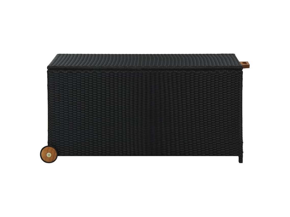 Baú de Armazenamento VIDAXL Preto Rattan e Vime (120x65x61 cm)