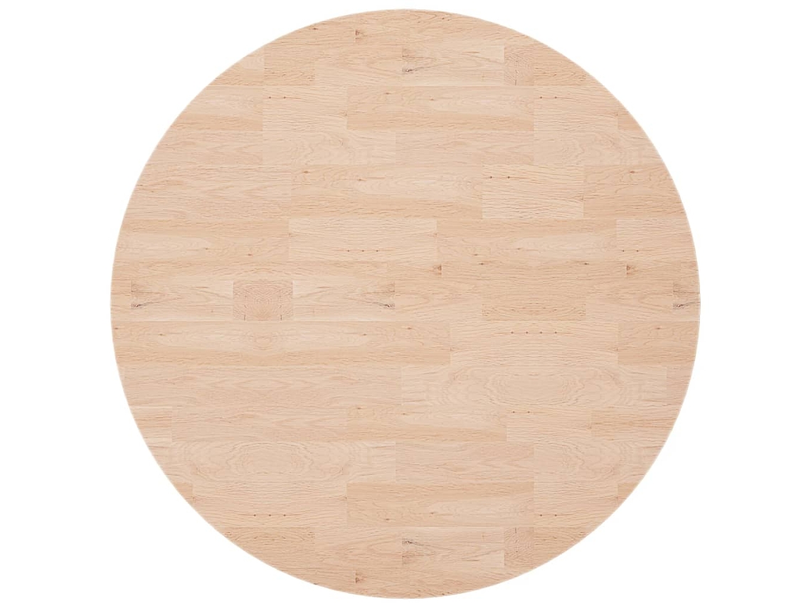 Tampo Mesa Redondo Ø90x4 Cm Carvalho Maciço Não Tratado