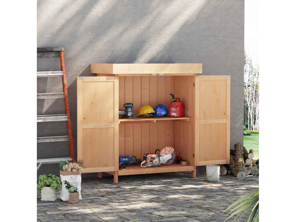 Armário de Armazenamento Madeira de Abeto cor Marrón 74x43x88 cm OUTSUNNY