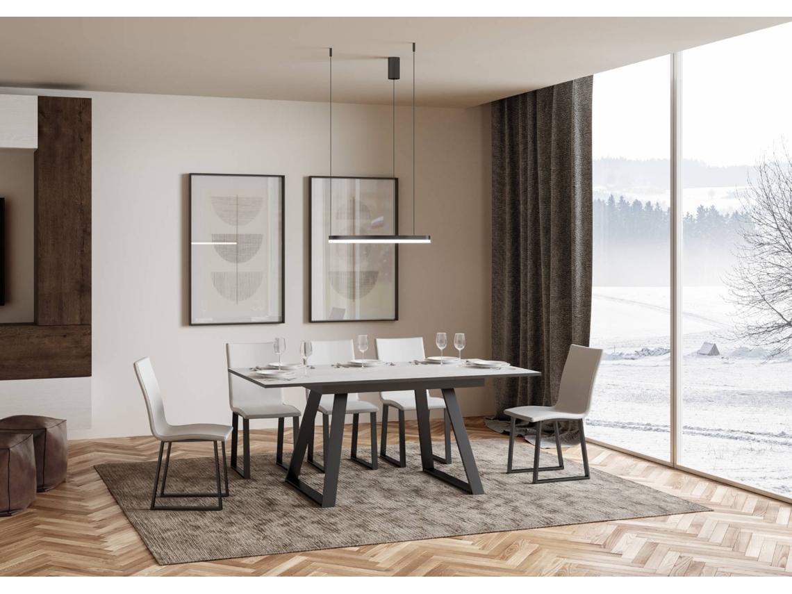 Mesa de Refeição ITAMOBY Bernadette (90x120/180 - Painéis em Melamina - Freixo Branco)