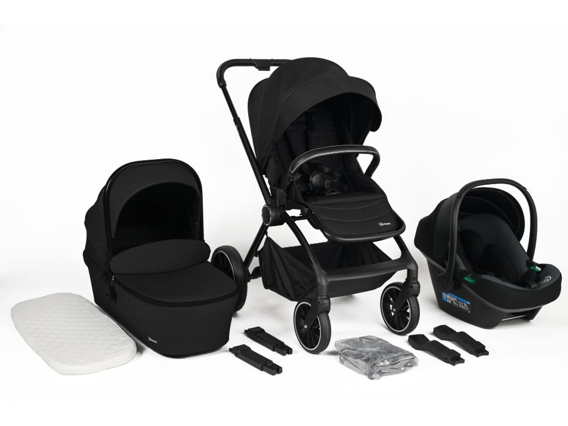 Carrinho De Bebé 3 In 1 Com Cadeira Auto Babygo Harmony Black
