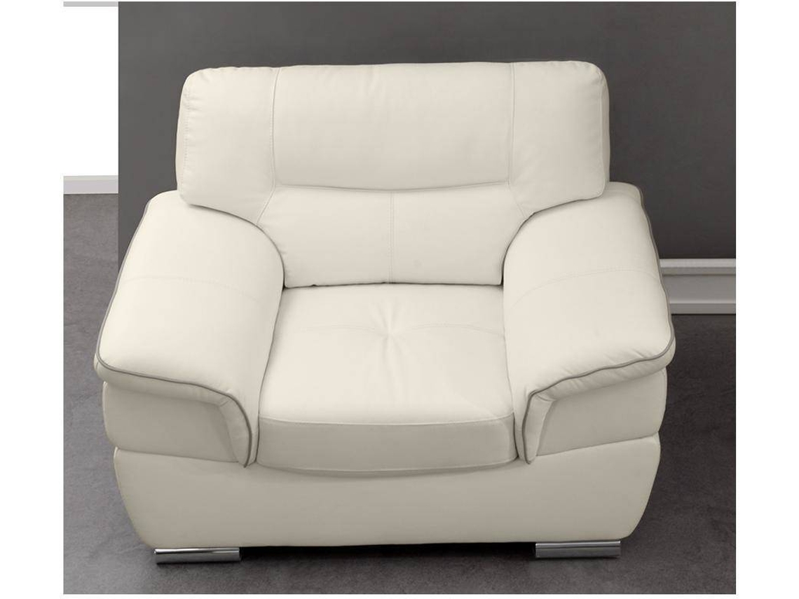 Conjunto Sofá e Poltrona Fixo Thibault VENTE-UNIQUE (Marfim - Pele - 210x93x87 cm)
