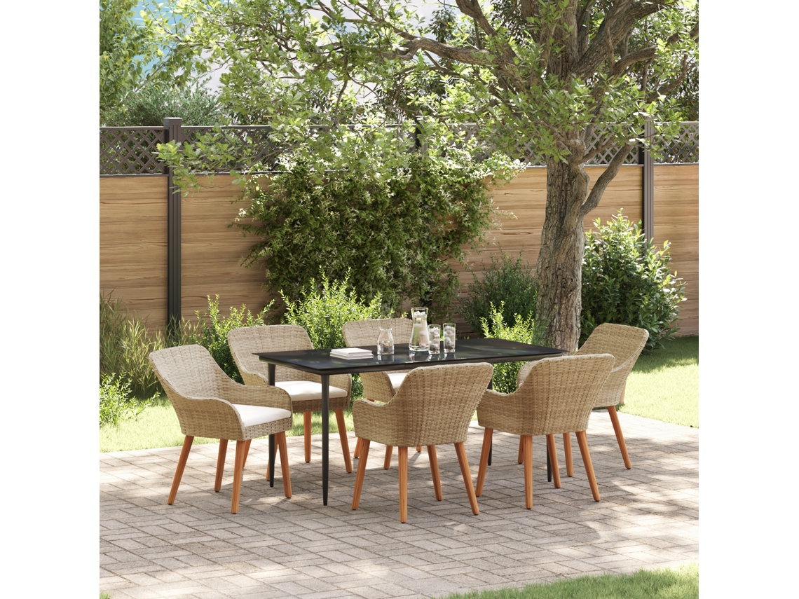 Conjunto 7 De Jantar De Jardim Vidaxl Bege Em Polivime