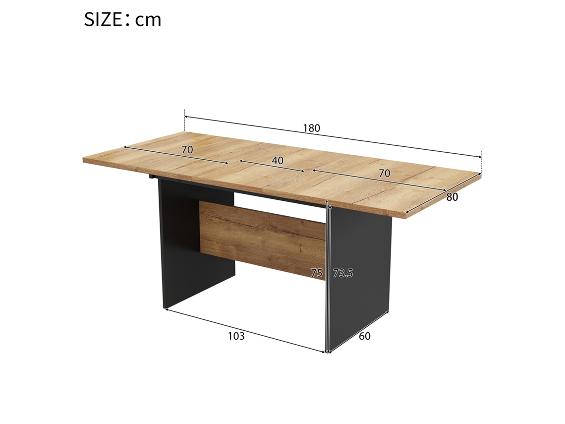 Mesa De Jantar Extensível 140/18080cm Para 4 6 Pessoas, Estilo Minimalista, Madeira Natural, Mesa Retangular Moderna E Prática Mega Echo Trade Shop