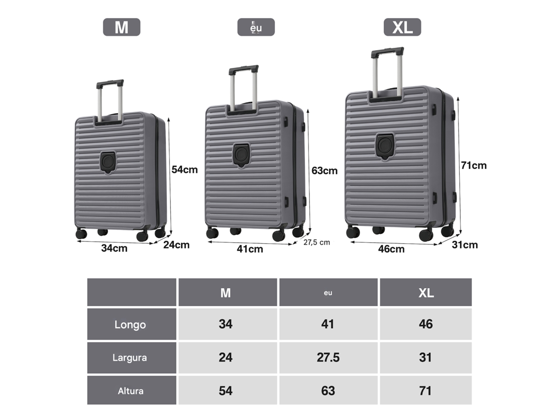 Conjunto De Malas De Três Peças Design Inovador Com Abertura Frontal Suporte Para Bebidas Rebatível, Material Abs, Fechadura Alfandegária Tsa.