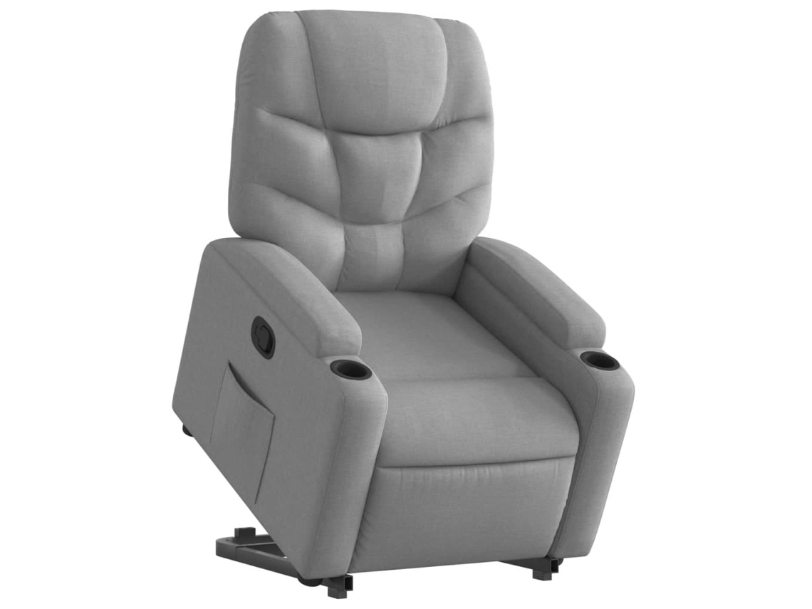Poltrona reclinável elevatória tecido cinzento-claro