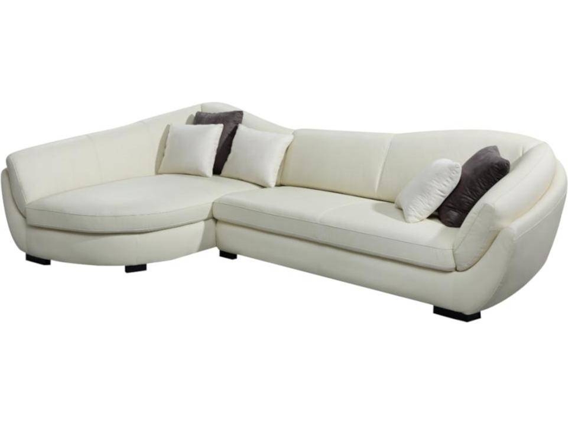Sofá com Chaise Longue Fixo Caipi LINEA SOFA (Marfim - Pele - 285x175x85 cm)