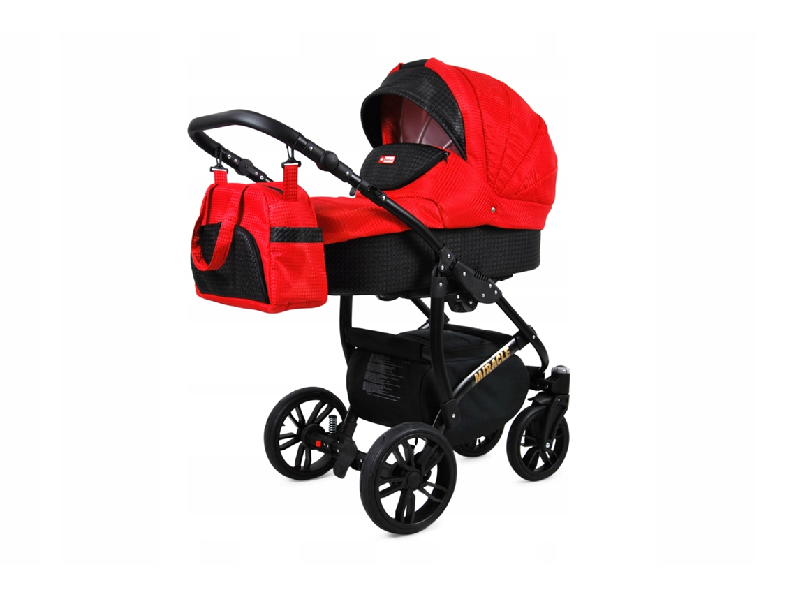 Carrinho de Bebé Multifuncional BABYLUX MIRACLE 4 Em 1 -Red Deluxe - Ajustável e dobrável Construção leve em alumínio - Acessórios