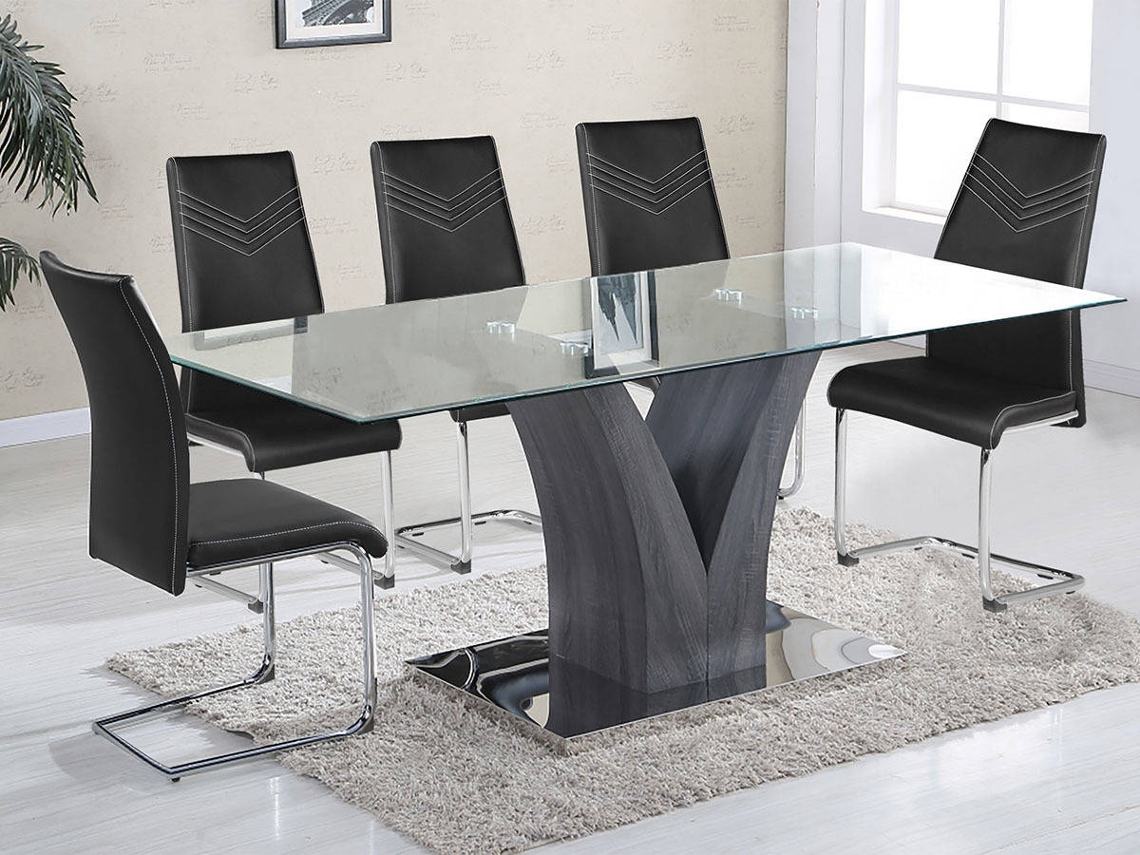 Mesa de Refeição CSD Best (Cinzento - MDF e Vidro - 75x180x90 cm)