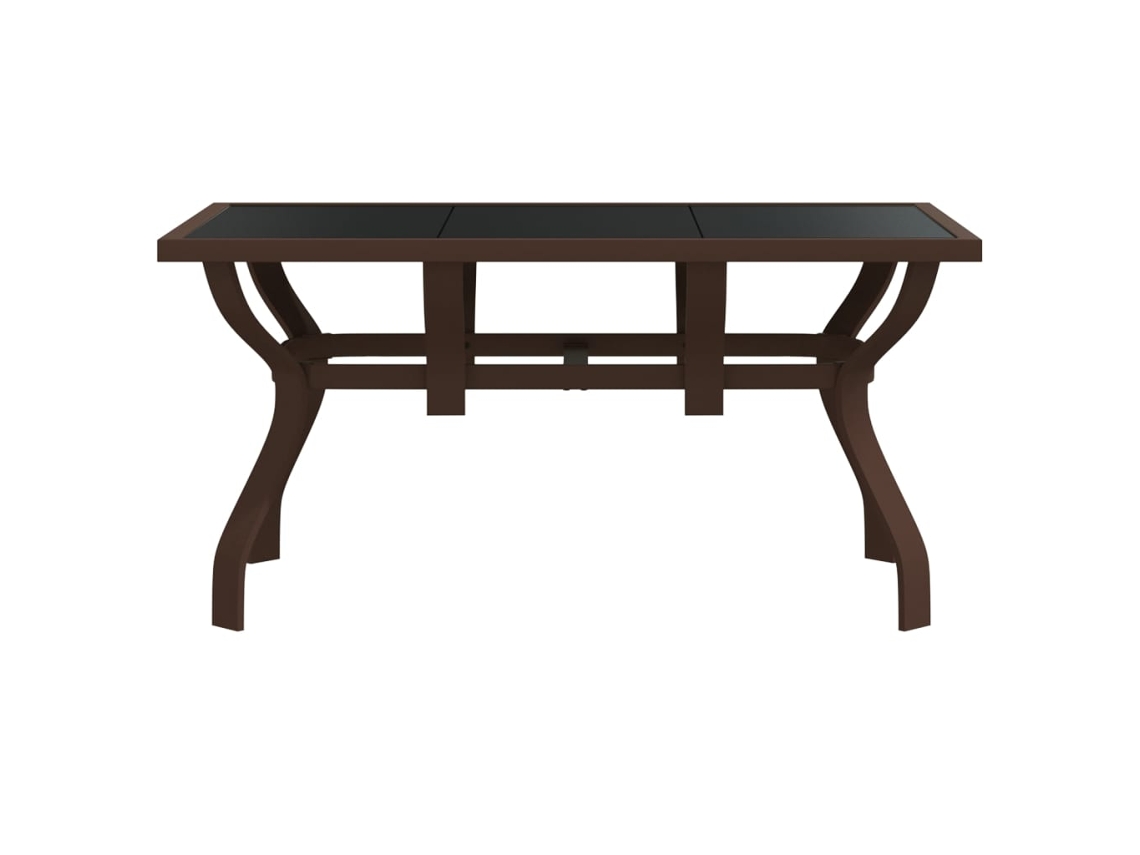 Mesa De Jardim | Mesa De Exterior 140x70x70 Cm Aço E Vidro Castanho/preto Lovely Home