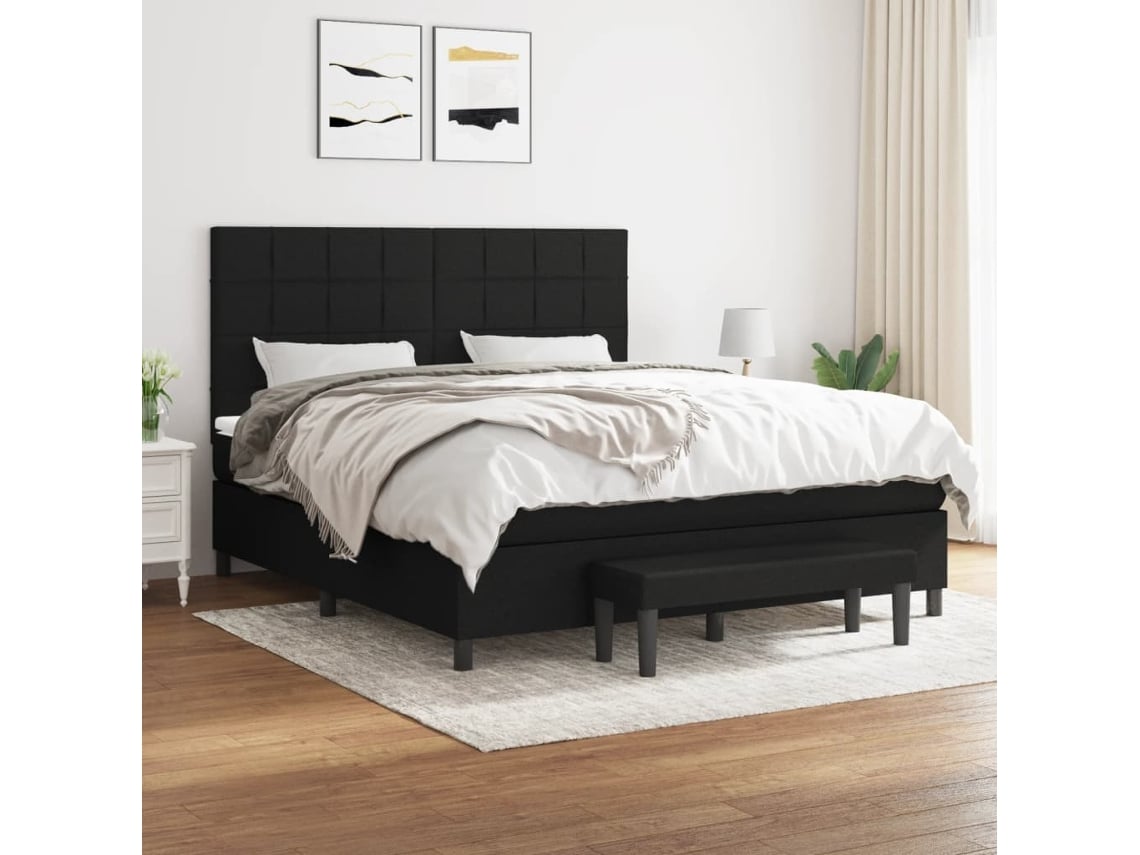 Cama box spring VIDAXL Preto Tecido (180x200 cm)