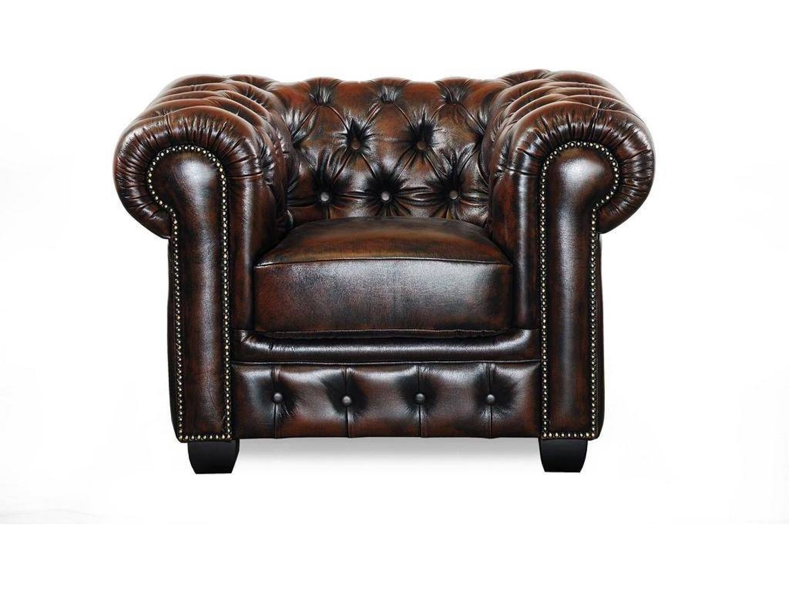 Poltrona Clássica Brenton LINEA SOFA (Castanho Chocolate - Pele - 105x96x73 cm)