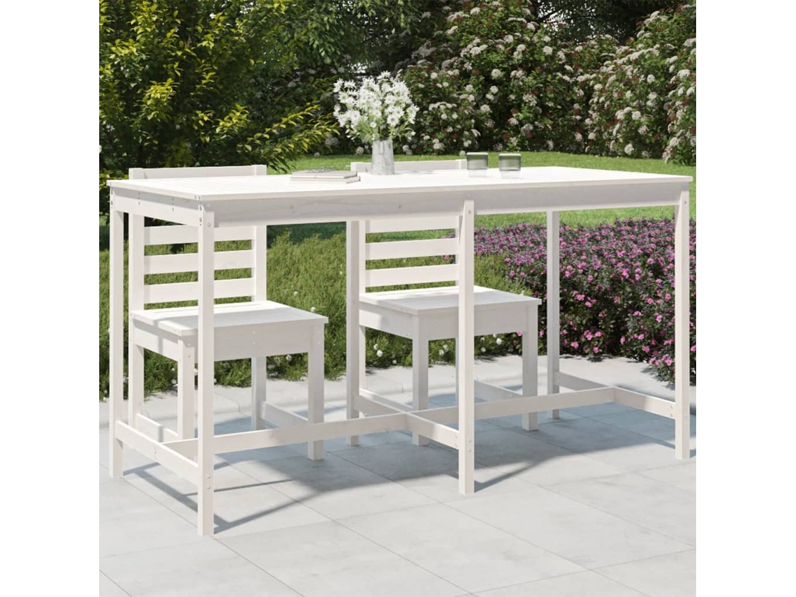 Mesa de jardim VIDAXL Branco Madeira (203.5x90x110 cm)